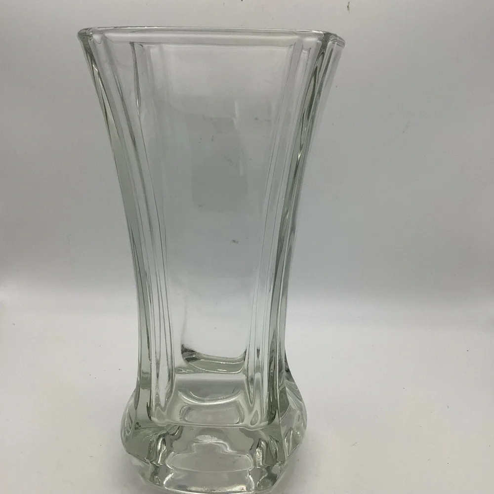 Elegant  French Four Sided Clear Glass Vase